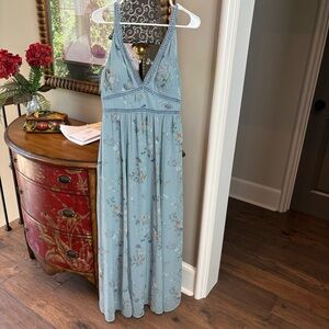 Willow & Clay Sky Blue Floral Lace Long Dress
